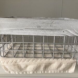 Gray Wood and Wire Storage Basket